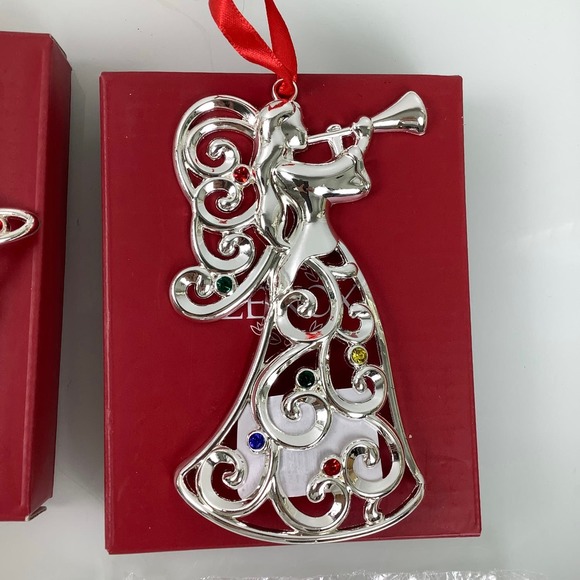Lenox Sparkle And Scroll Angel Star Wreath ornaments New open box - Picture 5 of 12